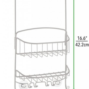 Raft suspendat pentru baie mDesign, metal, gri deschis, 25,1 x 15,2 x 42,2 cm - Img 2