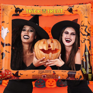 Rama foto gonflabila pentru cabina foto de Halloween LOOPES, plastic, portocaliu, 62 x 74 cm - Img 7