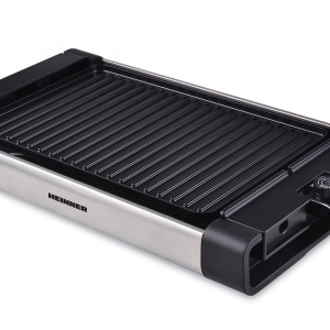 RESIGILAT – GRILL ELECTRIC HEINNER HEG-F1800, Putere 1800W, Placa detasabila cu invelis anti-adeziv, Negru/Inox