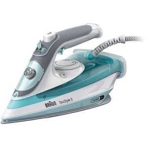RESIGILAT Fier de calcat Braun TexStyle 5 SI5017GR, 2700 W, abur variabil 50g/min, jet de abur 190g/min, rezervor 270 ml, tehnologie FreeGlide 3D, talpa Super Ceramic, Alb/Verde