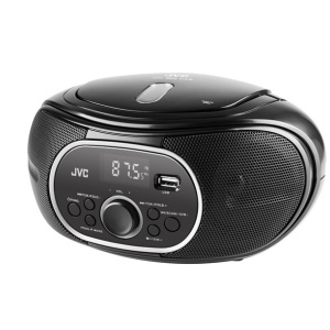 RESIGILAT - Radio cu CD JVC RD-E221B, 2 x 1.3 W RMS, FM/USB/MP3, AUX IN, iesire pentru casti, negru