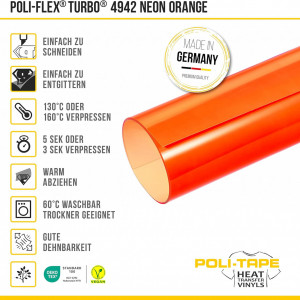 Rola vinil cu transfer termic Poli-Flex, portocaliu neon, 30,5 x 122 cm - Img 2