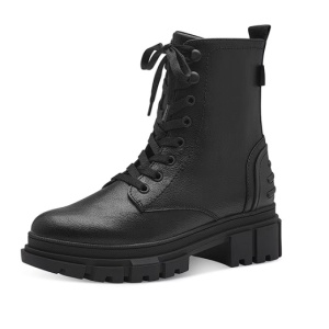 s.Oliver, Ghete din piele ecologica cu toc masiv, Negru, Negru stins, 36, Resigilat, Grad A - Img 1