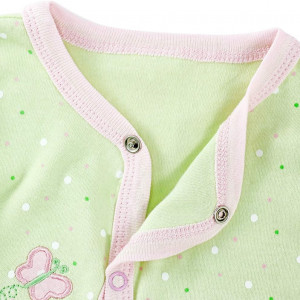 Salopeta pentru bebelusi JiAmy, bumbac, verde/roz, 9-12 luni