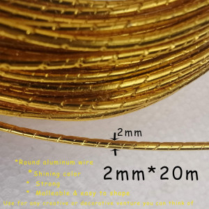 Sarma de aluminiu pentru modelat DZDSBB, auriu, 2 mm x 20 m