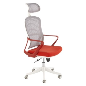 Scaun birou egonomic HM Vesuvio 2, mesh, mecanism balans, baza polipropilena, suport lombar, 120 kg, rosu /gri/alb - Img 1