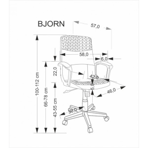 Scaun birou HM Bjorn, piele ecologica, mecanism balans, suport lombar, cotiere tapitate, sarcina maxima 90 kg, gri/negru - Img 4
