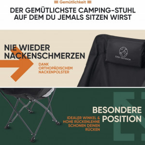 Scaun de camping pliabil Easy Outdoor, textil/metal, negru, 60 x 55 x 90 cm - Img 6