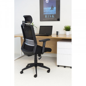 Scaun ergonomic de birou din plasă, negru, 64cm L x 64cm D - Img 3
