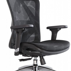 Scaun ergonomic de birou SIHOO, textil, negru/argintiu, 51 x 46 x 107/123 cm - Img 1