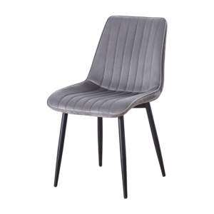 Scaun living AB176, catifea, picioare metalice, 88x47x42 cm, sarcina maxima 100 kg, gri - Img 2