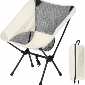 Scaun pliabil pentru camping Rainpop, metal/tesatura oxford, alb/gri, 53 x 57 x 63,5 cm
