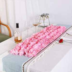 Set 10 ghirlande de flori artificiale Hawesome, plastic, roz inchis, 100 cm - Img 6