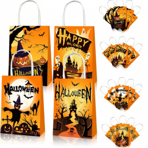 Set 12 pungi de cadou Halloween LITOU, hartie, 16 x 21 x 8 cm
