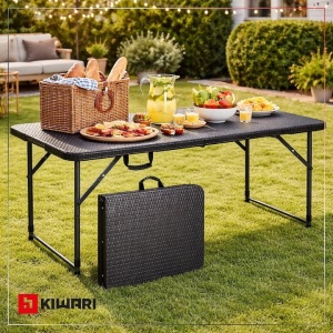 Set 15 mese pliabile reglabile Kiwari dreptunghiulare 120x60 cm, 4 persoane, negru - Img 3