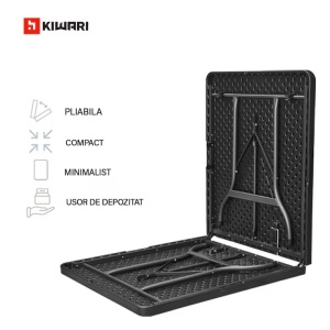 Set 15 mese pliante Kiwari Event, metalice, 180x75x72 cm, sistem pliere rapida, negru - Img 4