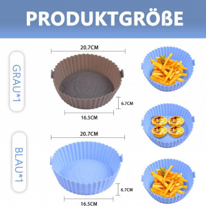 Set 2 cosuri pentru friteuza cu aer Juingio, silicon, albastru/gri inchis, 16,5 x 6,7 x 20,7 cm - Img 6