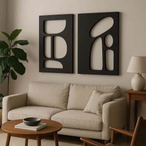 Set 2 decoratiuni de perete Re-Bloom, MDF, negru, 40 x 60 cm, Resigilat, Grad B - Img 2