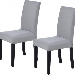 Set 2 huse de protectie pentru scaune Veakii, poliester, gri deschis, 46 x 46 x 60 cm
