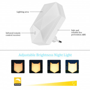 Set 2 lumini de noapte cu telecomanda Redmoo, plastic, alb, RGB, 9,4 x 6 x 2,7 cm - Img 4