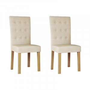 Set 2 scaune de masă tapițate Farren, bej, 99,5cm H x 49cm W x 43cm D - Img 1