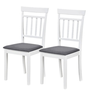 Set 2 scaune dining / bucatarie Drimus Hudson, lemn masiv, tapiterie stofa,100 kg, 94x50x42 cm, alb/gri