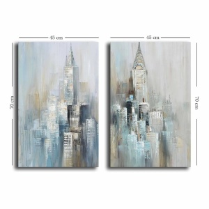 Set 2 tablouri decorative Re-Bloom, lemn masiv/panza, multicolor, 95 x 70 cm - Img 2