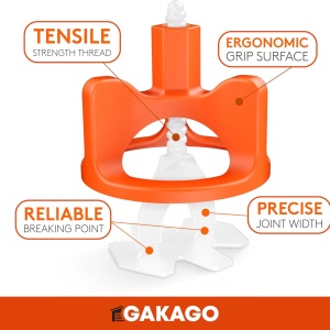 Set 200 tije pentru nivelarea placilor de faianta/gresie Gakago, plastic, alb/portocaliu, 2 mm - Img 4