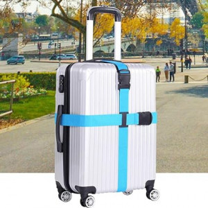Set 3 curele reglabile pentru bagaje Orrdiffi, nailon/plastic, albastru, 100-188 cm/5 cm