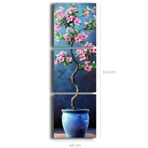 Set 3 tablouri decorative canvas model floral, 3x45x45 cm, panza/lemn, multicolor - Verificat A · Re-Bloom - Img 2