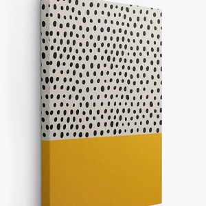 Set 3 tablouri decorative canvas pe cadru de lemn, 3x50x70 cm, contrast modern, galben/alb/negru - Verificat A · Re-Bloom - Img 3