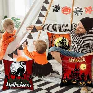 Set de 4 fete de perna de Halloween, poliester, multicolor, 45X45cm
