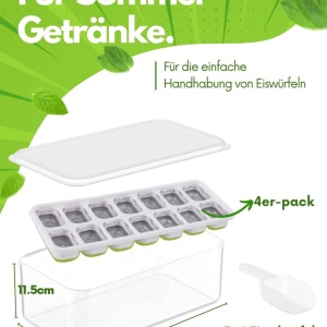Set 4 forme pentru gheata, o caserola si un scafa AcrossSea, silicon, alb/verde/transparent