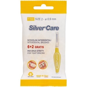 Set 8 periute interdentare Silver Care Fine Size 2-0,8 mm capac protectie culoare Galbena - Img 1