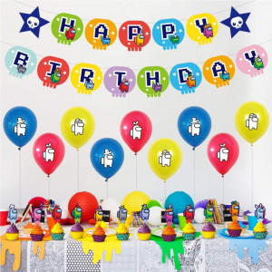 Set aniversar pentru copii Miotlsy, latex/hartie, multicolor, 31 piese - Img 6