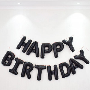 Set baloane Happy Birthday PARTY GO, 13 piese, folie, negru, 40 cm - Img 2