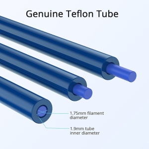 Set cablu teflon si conector pentru imprimanta 3D Creality, metal/plastic, albastru/auriu/argintiu