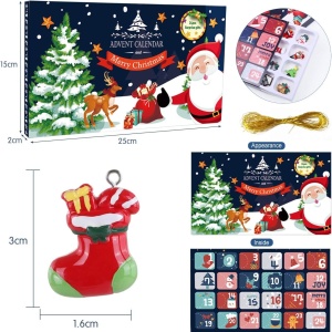 Set calendar de advent pentru Craciun Naler, rasina, multicolor, 24 piese