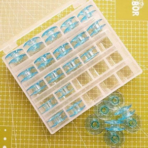 Set cutie cu 25 bobine goale pentru masina de cusut YICBOR, plastic, transparent - Img 4