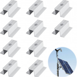 Set de 10 cleme pentru panou solar Vulevirtue, metal, argintiu, 30-50 mm