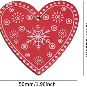 Set de 10 inimi HEIGOO, lemn, rosu/alb, 48 x 50 mm - Img 5