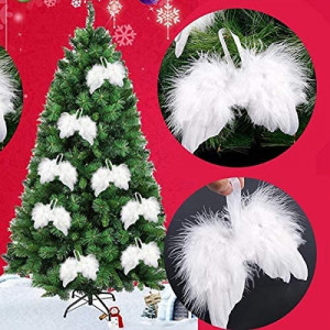 Set de 10 ornamente cu aripi pentru bradul de Craciun Sunshine, pene, alb, 12 x 15 cm - Img 2