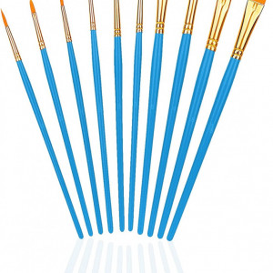 Set de 10 pensule pentru pictura Thirei, plastic, albastru, 16-18 cm