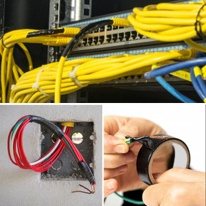 Set de 10 role de banda izolatoare pentru cabluri Colexy, PVC, negru, 15 mm x 10 m