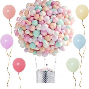 Set de 100 de baloane cu panglica Elion, latex, multicolor, 25 cm - Img 2