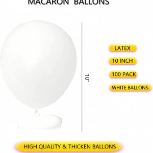 Set de 100 de baloane pentru petrecere JIASHA, latex, alb, 25 cm - Img 5