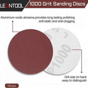 Set de 100 de discuri abrazive Leontool, oxid de aluminiu, rosu, 1000, 7,6 cm - Img 7