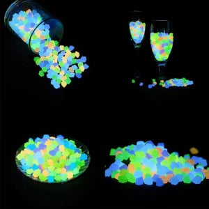 Set de 100 pietre decorative fluorescente Yiwong, rasina, alb