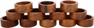 Set de 12 inele decorative pentru servetele Ajuny, lemn, maro, 3,8 cm - Img 1