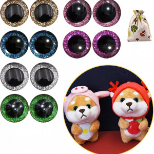 Set de 12 ochi pentru jucarii de plus KOOSUFA, plastic, multicolor, 9 mm